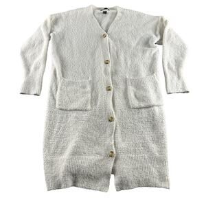 Victoria's Secret M/L CARDIGAN SWEATER Cream WHITE long-sleeve, Stretchy
